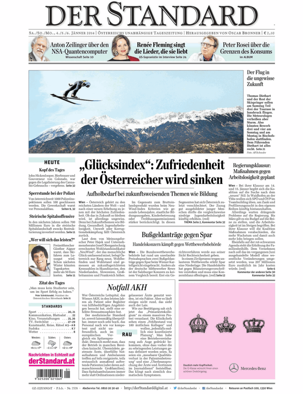 Titelseiten vom 04.01.2014