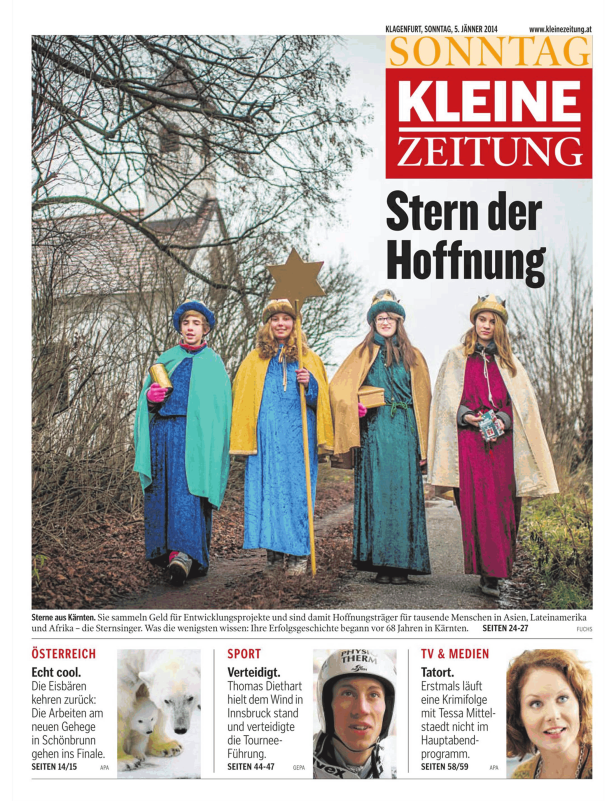 Sternsinger ziehen durch Kärnten und sammeln Spenden.