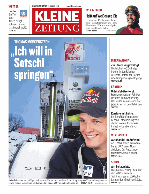 Thomas Morgenstern vor einer Skisprungschanze in Sotschi.
