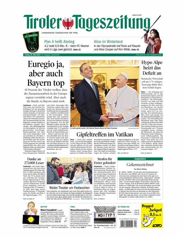 Titelseiten vom 28.03.2014