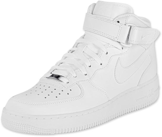 Ein weißer Nike Air Force 1 High-Top-Sneaker.