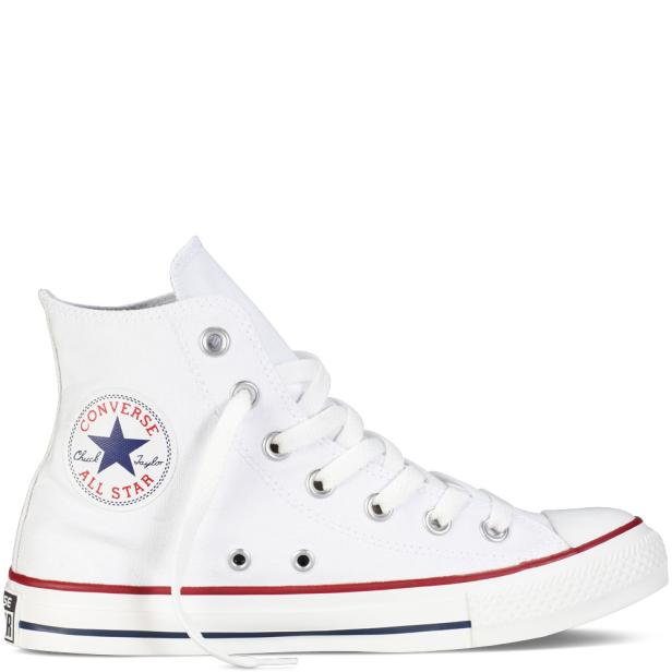 Ein weißer Converse Chuck Taylor All Star High-Top-Sneaker.