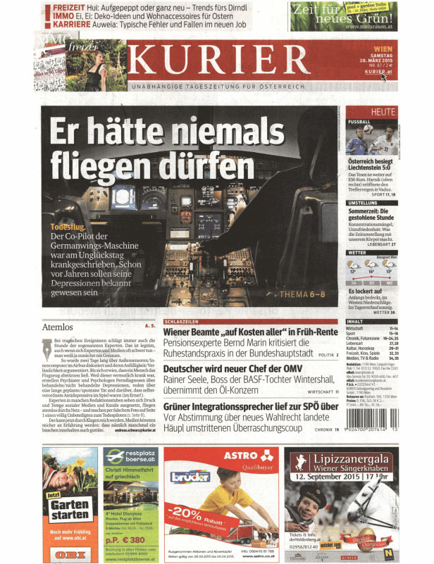 Titelseiten vom 28.03.2015