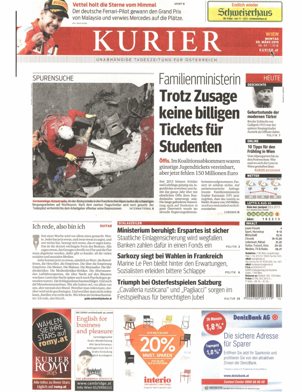 Titelseiten vom 30.03.2015