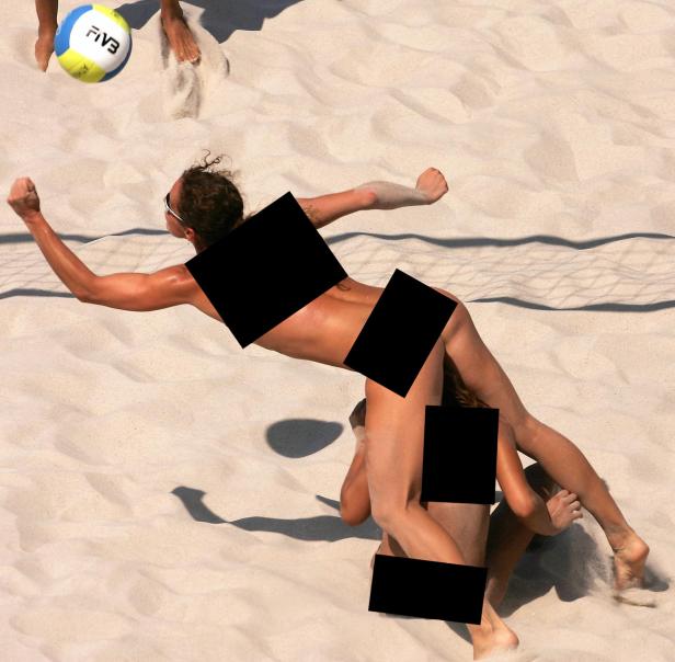 "Censored Beach Volleyball": Schwarze Balken statt knappen Bikinis