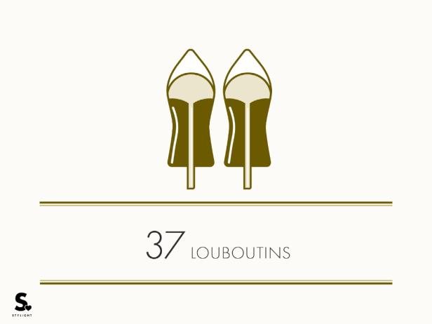 Eine stilisierte Darstellung von zwei Louboutin-Schuhen mit der Zahl 37.