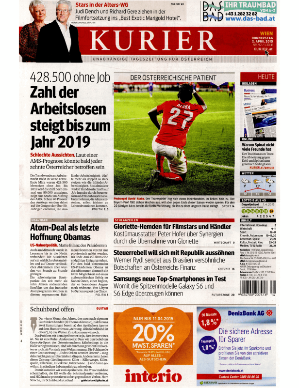 Titelseiten vom 02.04.2015