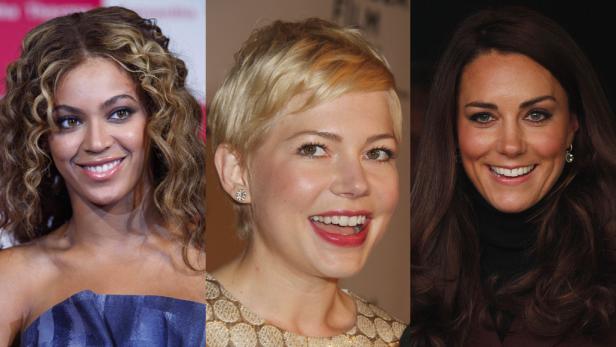 Ein Triptychon mit den Porträts von Beyoncé, Michelle Williams und Kate Middleton.