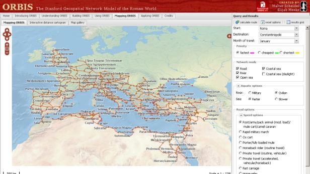 Online-Routenplaner für das antike Rom