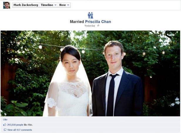 Mark Zuckerberg und Priscilla Chan an ihrem Hochzeitstag.