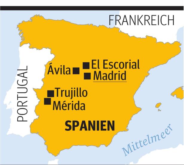 Eine Karte der Iberischen Halbinsel mit den Ländern Portugal und Spanien sowie Frankreich im Norden.