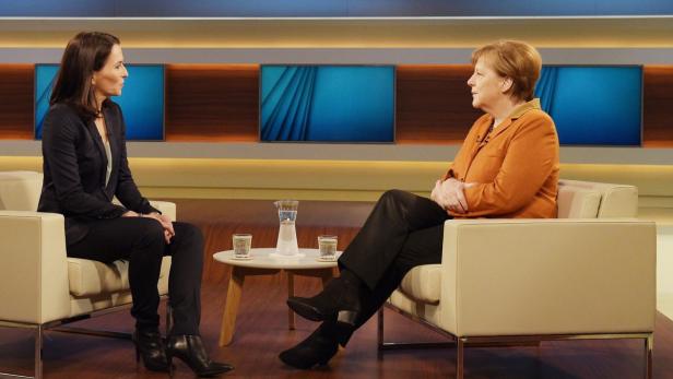 German Chancellor Angela Merkel before a teleivis
