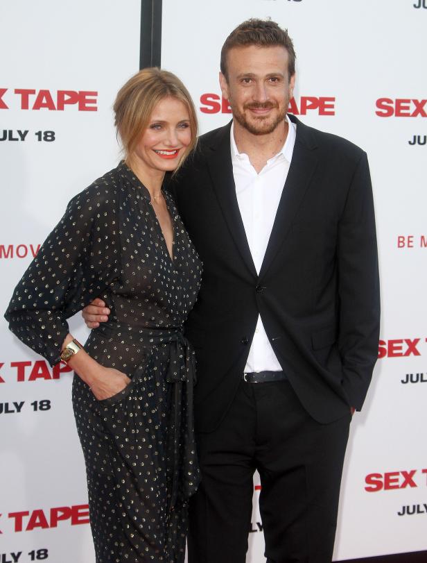 Cameron Diaz und Jason Segel posieren für ein Foto bei der Premiere von „Sex Tape“.