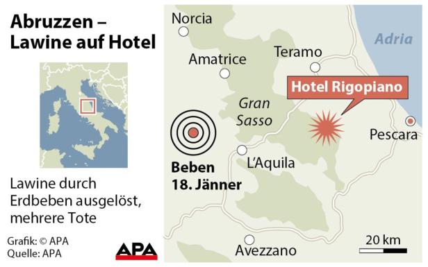 Lawine verschüttet Hotel in Italien - mehrere Tote