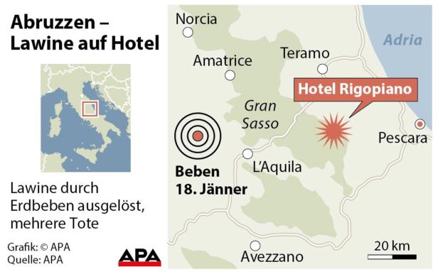 Hotel in Italien verschüttet: Lebenszeichen von weiteren möglichen Überlebenden