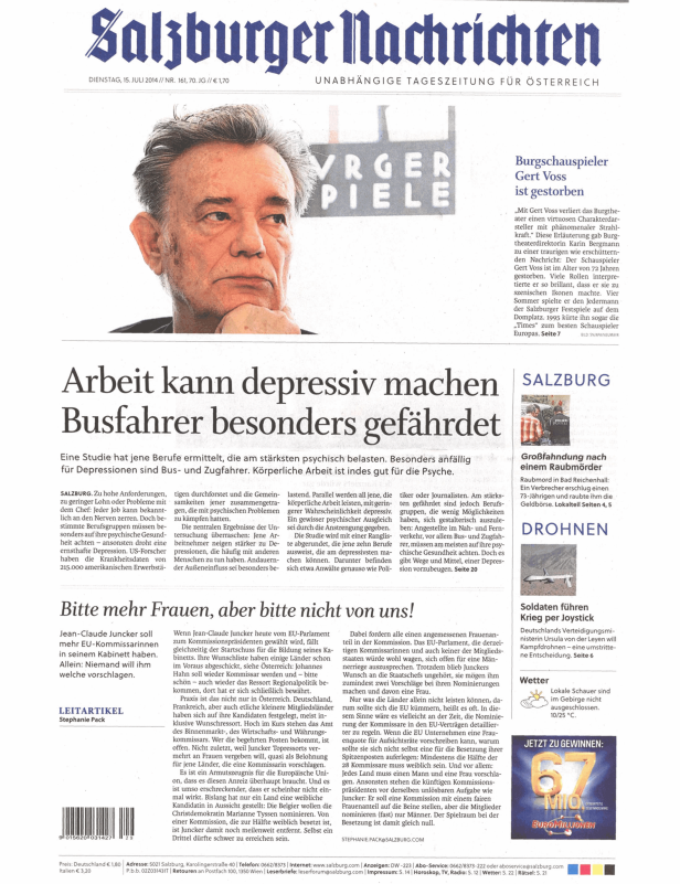 Titelseiten vom 15.07.2014