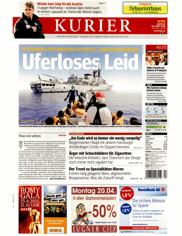 Titelseiten vom 20.04.2015