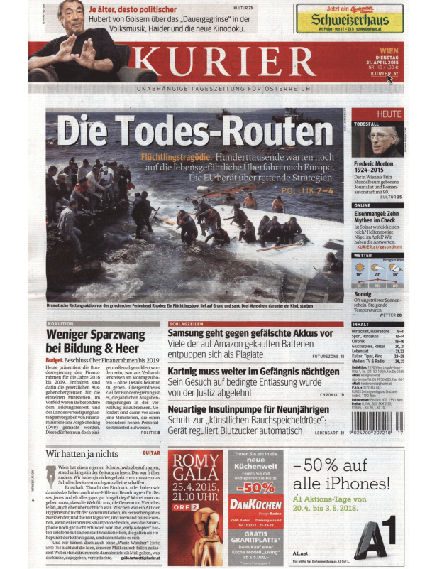 Titelseiten vom 21.04.2015