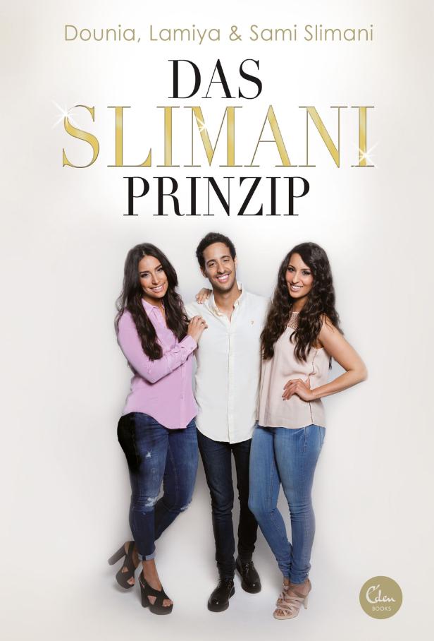 Das Cover des Buches „Das Slimani Prinzip“ mit Dounia, Lamiya und Sami Slimani.