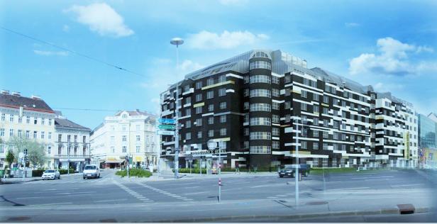 Das Renaissance Hotel an einer belebten Straßenkreuzung in Wien.