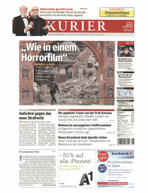 Titelseiten vom 27.04.2015