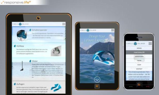 Die Website „Chilli Island“ wird auf einem Tablet und einem Smartphone dargestellt.