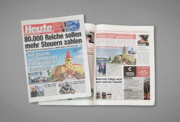 Die Titelseite der „Heute“ Zeitung mit der Schlagzeile: 80.000 Reiche sollen mehr Steuern zahlen.