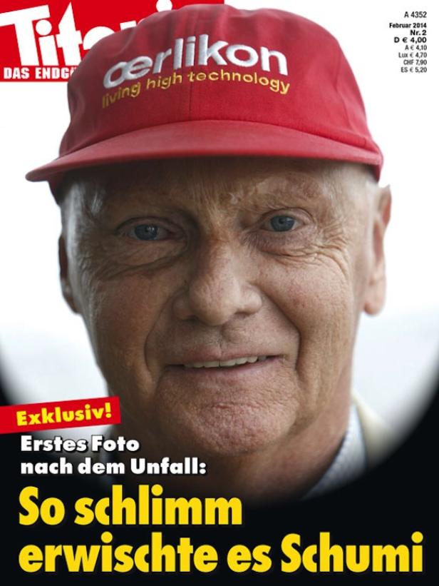 Nahaufnahme von Niki Lauda mit einer roten „Oerlikon“-Kappe.