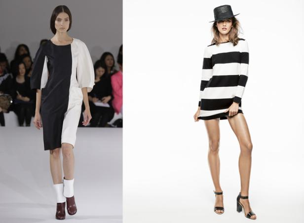 Zwei Models präsentieren schwarz-weiße Kleider.