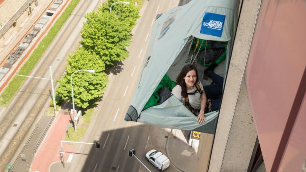 Urbanes Zelten in 50 Metern Höhe