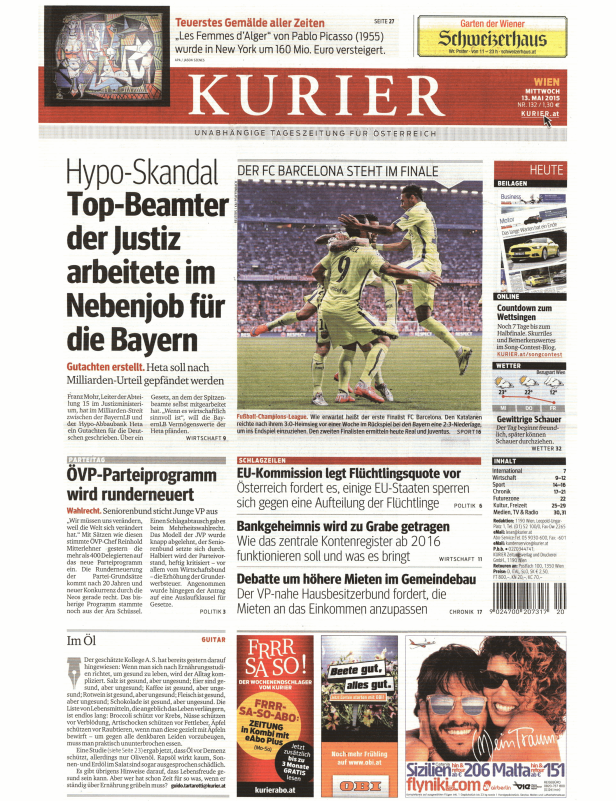 Titelseiten vom 13.05.2015