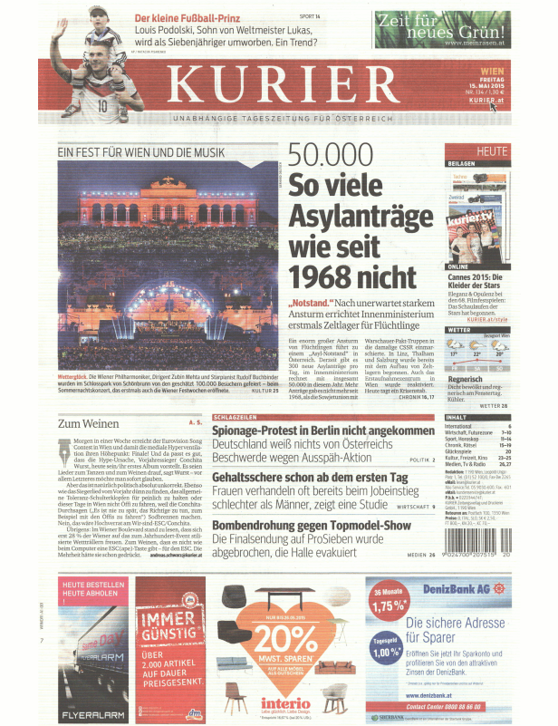 Titelseiten vom 15.05.2015