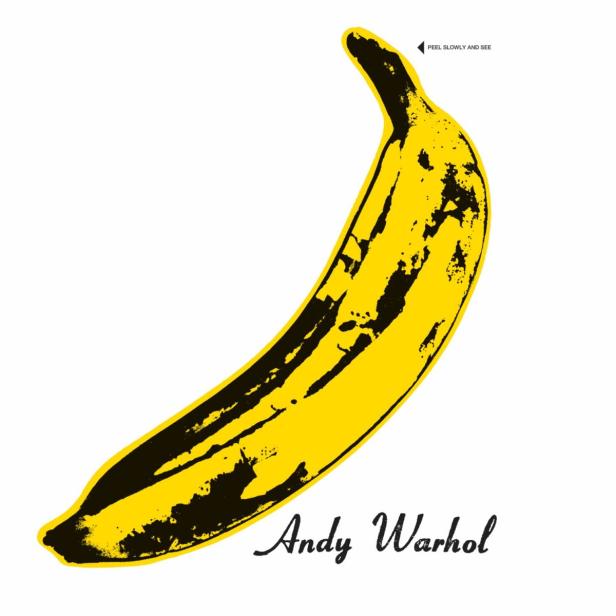 Eine gelbe Banane im Stil von Andy Warhol auf weißem Hintergrund.