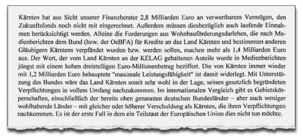 Brisanter Gläubiger-Brief: Kärnten soll sparen und zahlen