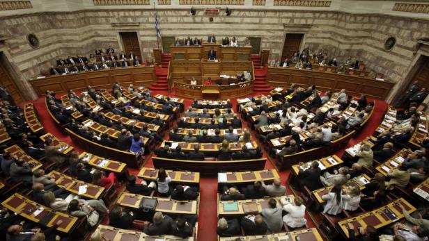 Eine Sitzung im griechischen Parlament in Athen.