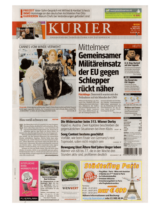 Titelseiten vom 16.05.2015
