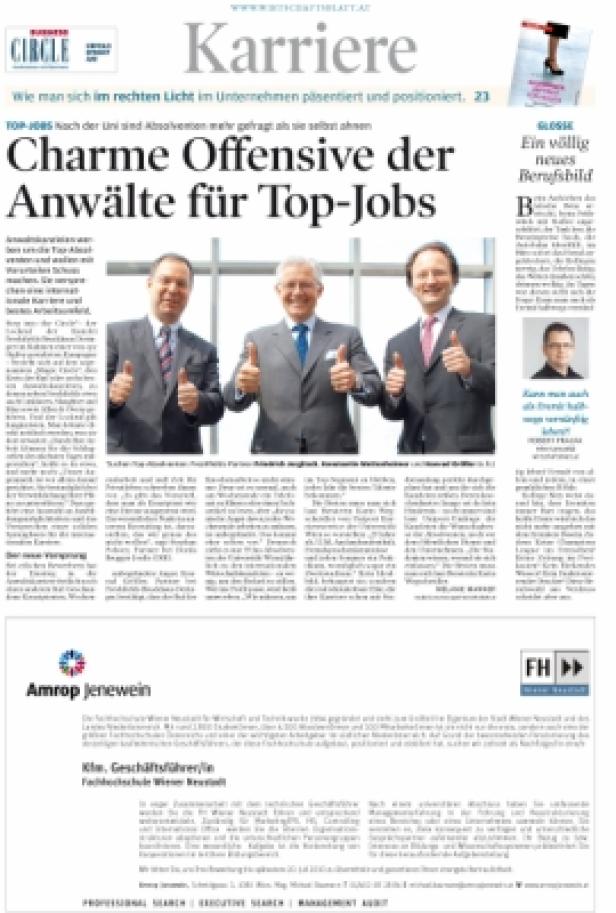 Drei Anwälte geben die Daumen hoch für Top-Jobs.