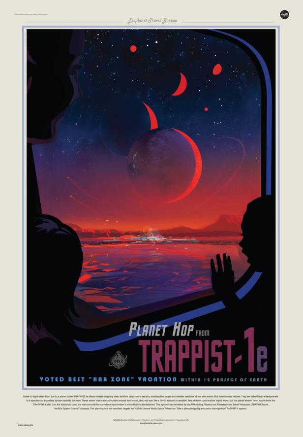 Retro-Plakat der NASA wirbt für Reise zu Trappist-1