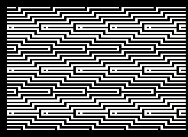 Ein abstraktes Muster aus horizontalen, schwarzen und weißen Linien.