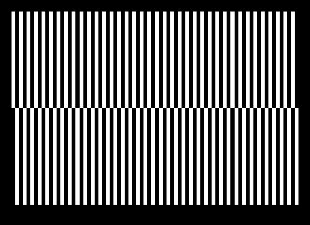 Ein abstraktes Muster aus schwarzen und weißen Streifen.