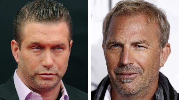 Ein Doppelporträt von Stephen Baldwin und Kevin Costner.