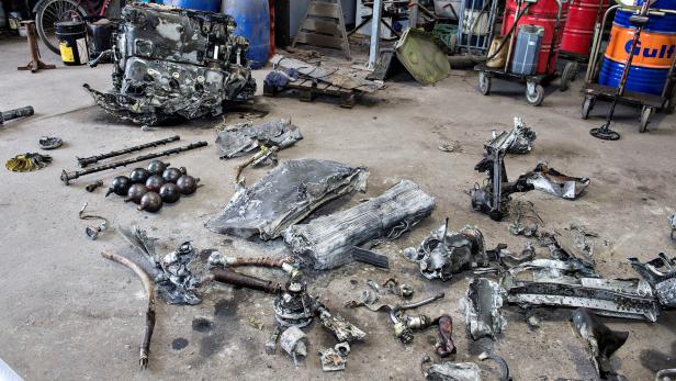 Debris from the wreck of a World War II aircraft i