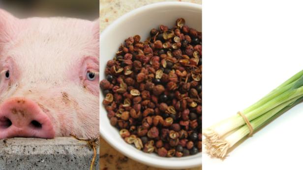 Schneller Teller: Schweinebauch, Sichuanpfeffer, Frühlingszwiebel