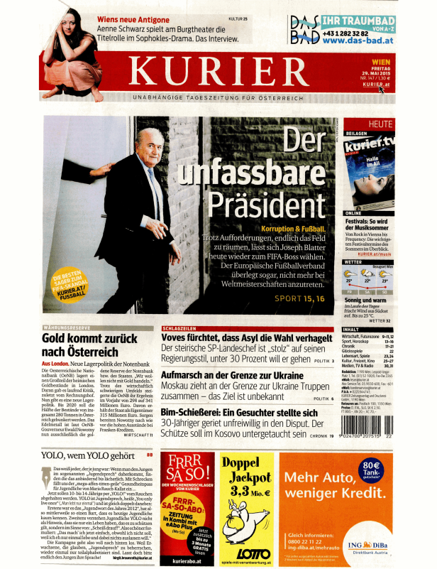 Titelseiten vom 29.05.2015