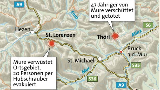 Steiermark: Mure verwandelt Dorf in Trümmerfeld