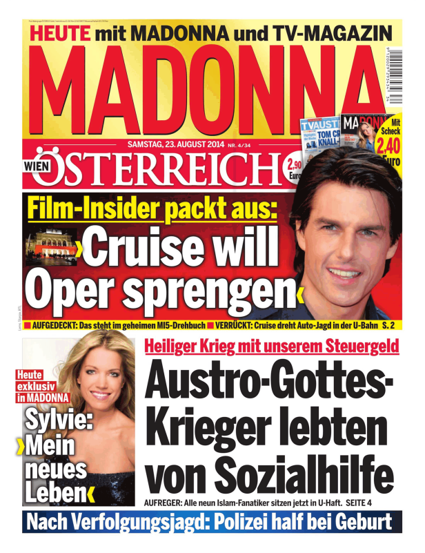 Titelseite der Zeitschrift „Madonna“ mit Tom Cruise und Sylvie Meis.