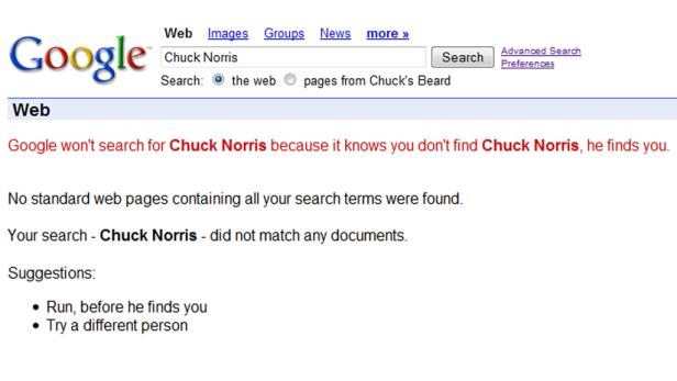 Chuck Norris kann nicht gefunden werden