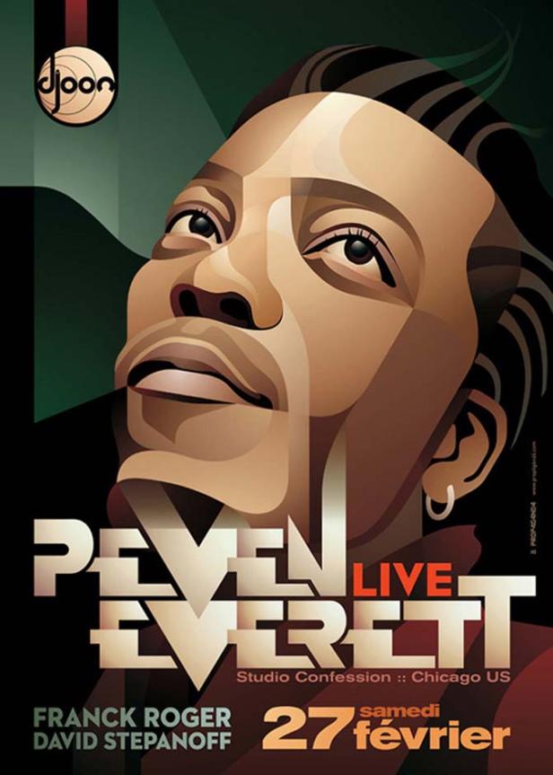 Ein Konzertplakat für Peven Everett im Studio Confession in Chicago am 27. Februar.