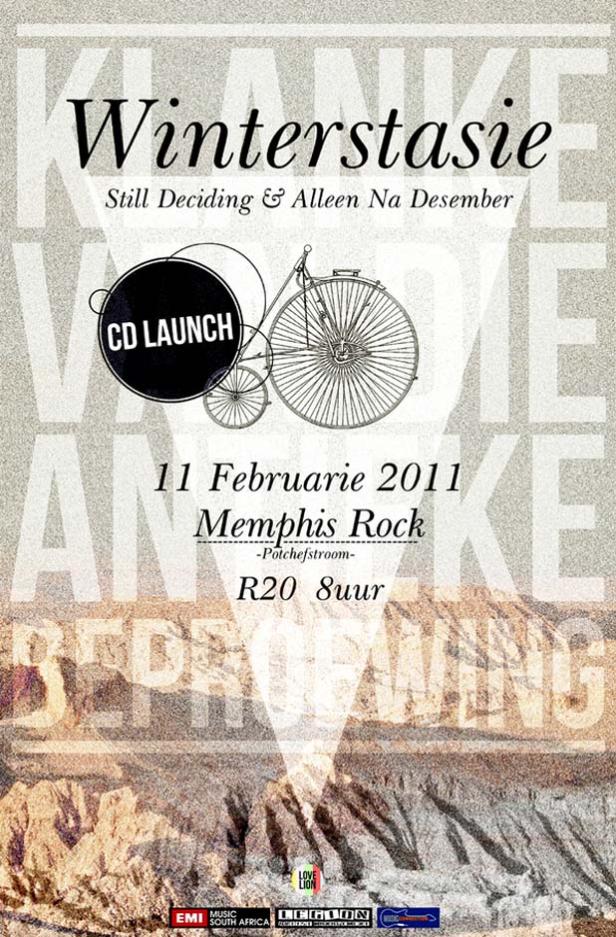 Werbeplakat für „Winterstasie“ mit CD-Vorstellung am 11. Februar 2011 im Memphis Rock, Potchefstroom.