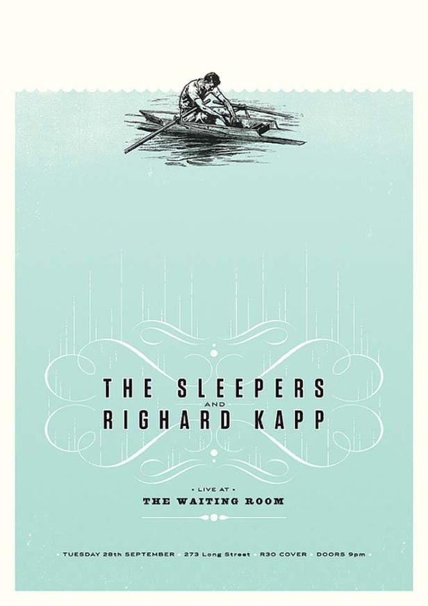 Ein Veranstaltungsplakat für „The Sleepers“ und Righard Kapp im The Waiting Room.